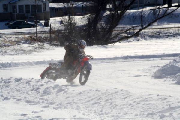 Me ice racing on a CRF450